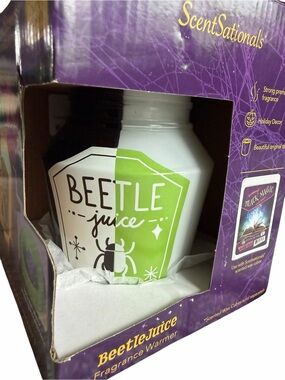 🌟ScentSationals Beetle Juice Halloween Goth Fragrance Warmer - White & Green